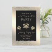 Gold Luxus Schneeflocken Neujahr Party Einladung (Stehend Vorderseite)