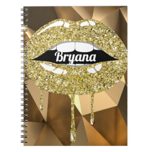 Gold Luxus Schönheit Glamour Glitter Triefende Lip Notizblock