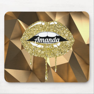 Gold Luxus Schönheit Glitter Tropfen tropfende Lip Mousepad