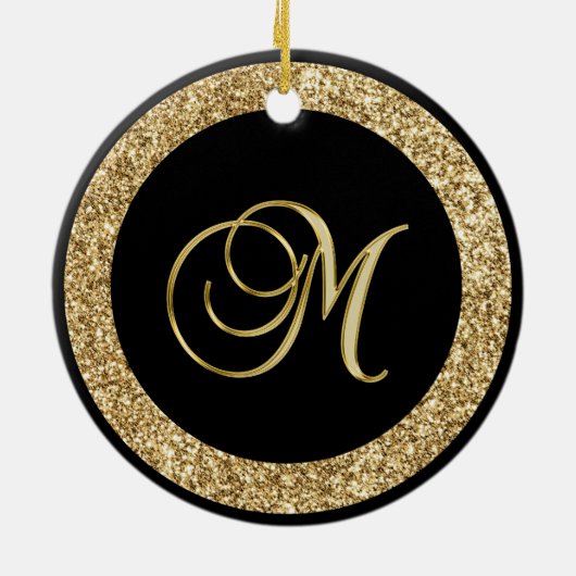 Gold M Monogramm Keramik Ornament (Hinten)