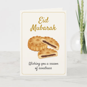 Gold Maamoul-Gebäck & Datteln Süßes Eid Mubarak Karte