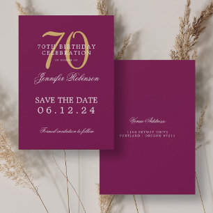 Gold Magenta 70. Geburtstag Save the Date Einladung
