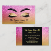 *~* Gold Magenta Glitzer Lashes Visitenkarte (Vorne/Hinten)