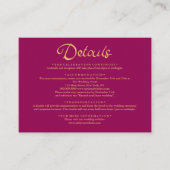 Gold Magenta Mandala Indian Wedding Details Begleitkarte (Vorderseite)