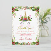 Gold Magical Christmas Unicorn Danke, dass Sie Kar Einladung (Stehend Vorderseite)