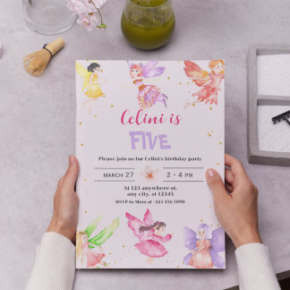 Gold Magical Fairy Birthday Einladung