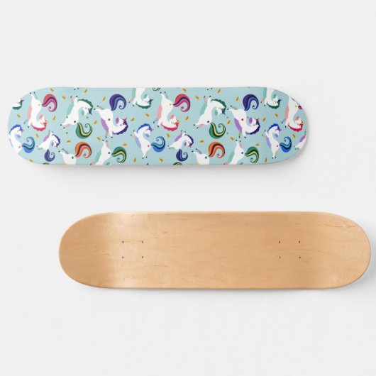 Gold Magical Star Rainbow Unicorn Skateboard (Horizontal)