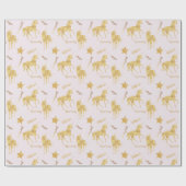 Gold Magical Unicorn Birthday Geschenkpapier (Flach)