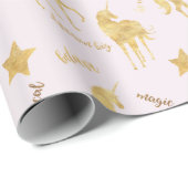 Gold Magical Unicorn Birthday Geschenkpapier (Rolleneckpunkt)