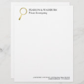 Gold Magnizing Glass Private Eye Name & Kontakt Briefkopf (Vorne/Hinten)