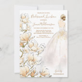 Gold Magnolia Bridesmaid Luncheon Einladung (Vorderseite)