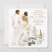 Gold Magnolia Dark Bride Brautparty Einladung (Vorderseite)