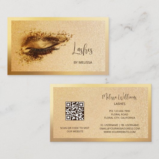 Gold-Make-up-Augen-Lashes Visitenkarte (Vorne/Hinten)