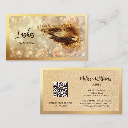 Gold-Make-up-Augen-Lashes Visitenkarte (Vorne/Hinten)