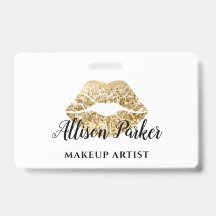 Gold MAKEUP ARTIST Logo Kiss Name