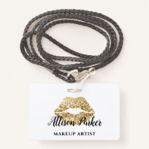 Gold MAKEUP ARTIST Logo Kiss Name