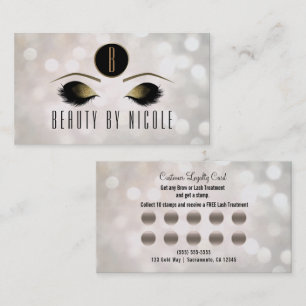 Gold-Makeup-Augen Weiß Bokeh Kundenbindungskarte Treuekarte