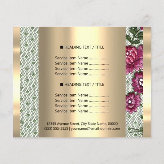 Gold Makeup Beauty Salon Rose Haar Nägel Spitzen Flyer (Hinten)