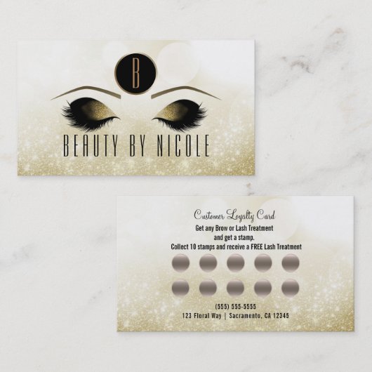 Gold Makeup Eyes Glam Customer Loyalty Card Treuekarte (Vorne/Hinten)