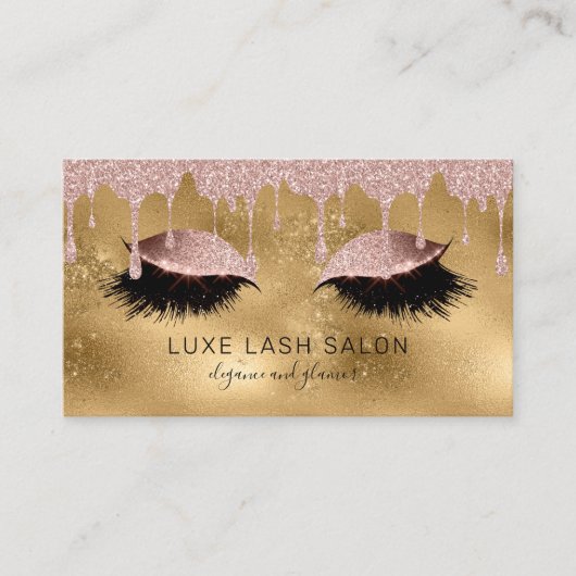 Gold Makeup Künstler Lashes Pink Glitzer Rose Gold Visitenkarte (Vorderseite)