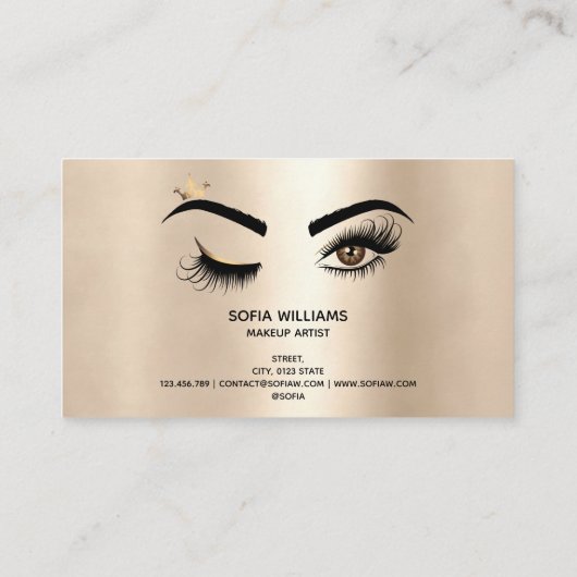 Gold Makeup Wink Eye Beauty Salon Loyalty Card Visitenkarte (Rückseite)
