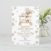 Gold Making Spirits Bright Cocktail Holiday Party  Einladung (Stehend Vorderseite)