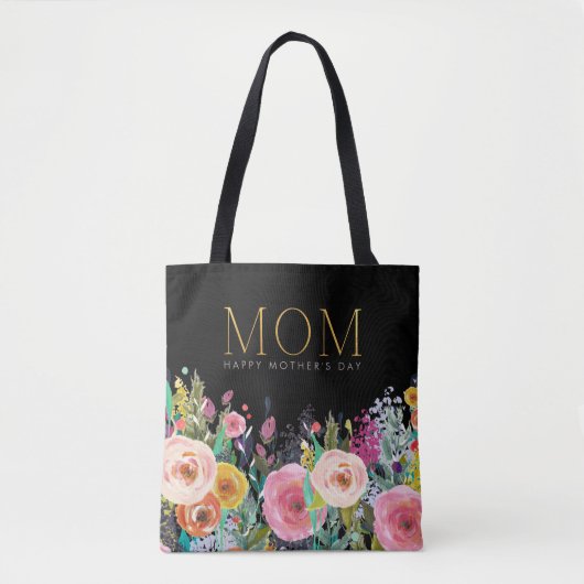 Gold MAMA Custom | Vivid Floral | Muttertag | Tasche (Vorderseite)
