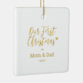 Gold Mama & Vater Eltern Erstes Weihnachtsfest Fot Keramikornament (Rechts)