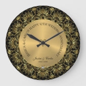 Gold Mandala 50th Gold Wedding Jubiläum Große Wanduhr (Vorderseite)