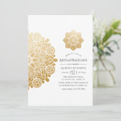Gold Mandala Annaprashan Erste Reisfeier Einladung (Stehend Vorderseite)
