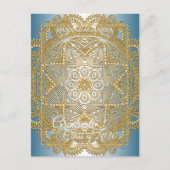 Gold Mandala auf Aquamarinem blauen Abschluss Ankü Postkarte (Vorderseite)
