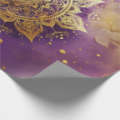 Gold Mandala auf der Lila Aquarellfarben-Decoupage Geschenkpapier (Ecke)