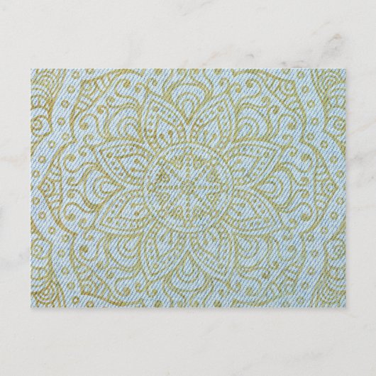 Gold Mandala auf Light Blue Jeans Postkarte (Vorderseite)