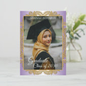 Gold Mandala auf Lila Abschluss Ankündigung (Stehend Vorderseite)