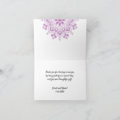 Gold Mandala auf Lila Hochzeit Dankeschön Karte (Innenseite)