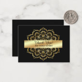 Gold Mandala auf schwarzem Hintergrund Vielen Dank Mitteilungskarte (Vorderseite/Rückseite Beispiel)
