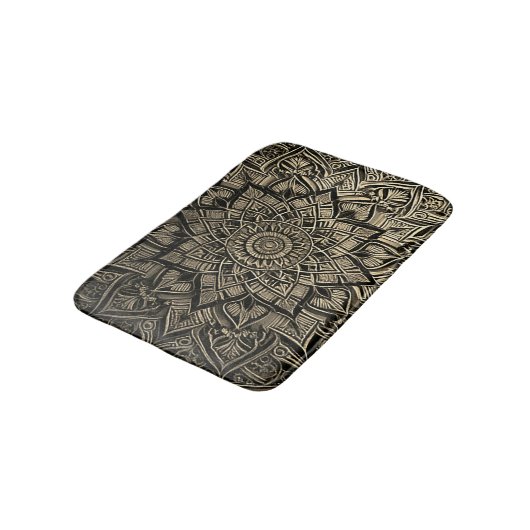 Gold Mandala Bath Mat Badematte (Schrägansicht)