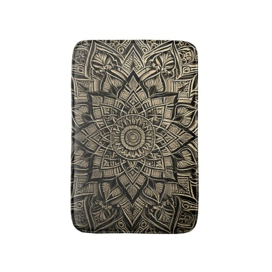 Gold Mandala Bath Mat Badematte (Vorderseite Vertikal)