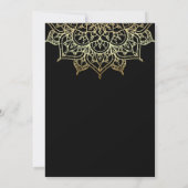 Gold Mandala Black Chic Moderne Elegante Hochzeit Einladung (Rückseite)