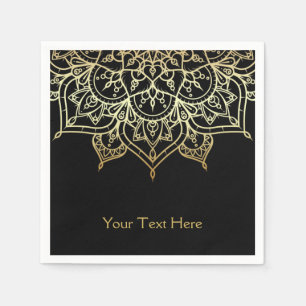 Gold Mandala Black Chic Moderne Glamour-Party Serviette