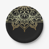 Gold Mandala Black Chic Modernes Glam Party Pappteller (Vorderseite)