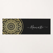 Gold Mandala Black Namaste Script Yoga Mat Yogamatte (Vorderseite (Horizontal))