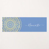 Gold Mandala Blue Namaste Script Yoga Mat Yogamatte (Vorderseite (Horizontal))