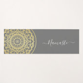 Gold Mandala Blue Namaste Script Yoga Mat Yogamatte (Vorderseite (Horizontal))