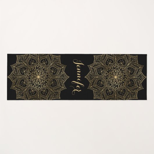 Gold Mandala Blume Individuelle Name Black Yoga Ma Yogamatte (Vorderseite (Horizontal))