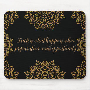 Gold Mandala Blume mit schwarzem Muster Mousepad