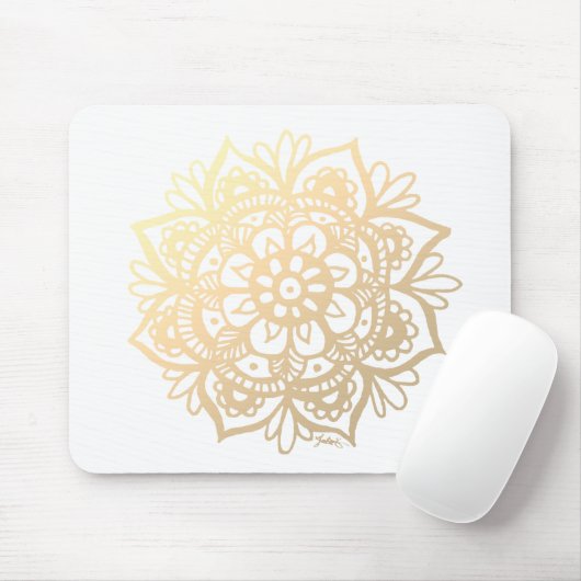 Gold Mandala Blume Mousepad (Mit Mouse)
