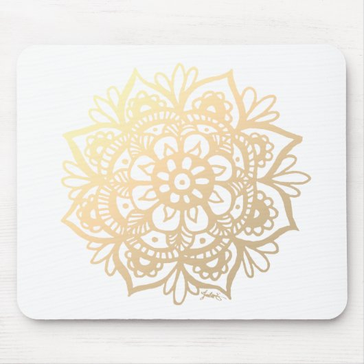 Gold Mandala Blume Mousepad (Vorne)