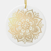 Gold Mandala Boho Chic Blume Keramik Ornament (Vorne)