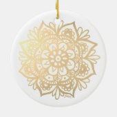 Gold Mandala Boho Chic Blume Keramik Ornament (Hinten)